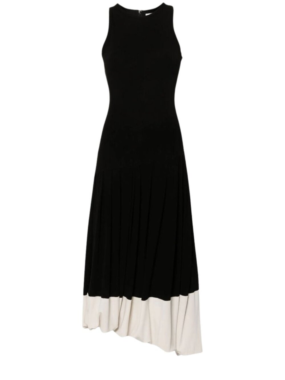Victoria Beckham Black Pleated Crepe Midi Dress
